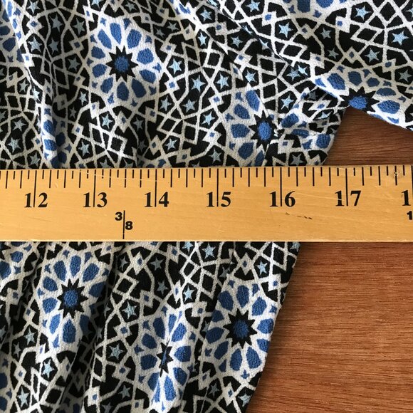 Ava Sky Romper Dress Women S Blue Geometric Tie Waist Pocket Long Sleeve Stretch - Picture 9 of 13